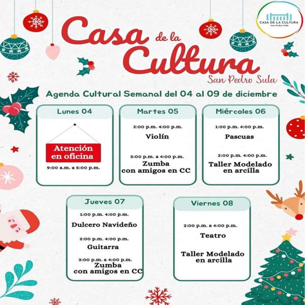 Agenda Cultural en Casa de la cultura de San Pedro Sula