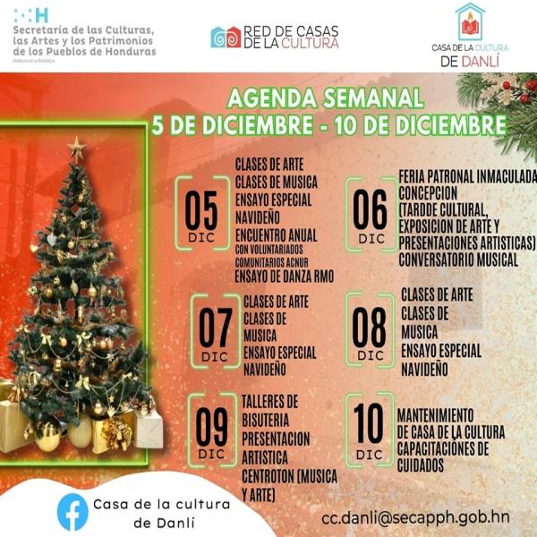 Agenda Cultural en Casa de la cultura de Danlí.