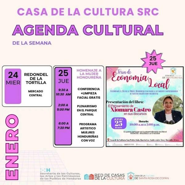 Agenda semanal de la Casa de la Cultura de Santa Rosa de Copán