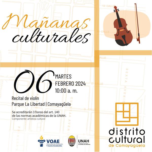 Mañanas Culturales:  Concierto de violín a cargo de Melvin Saravia