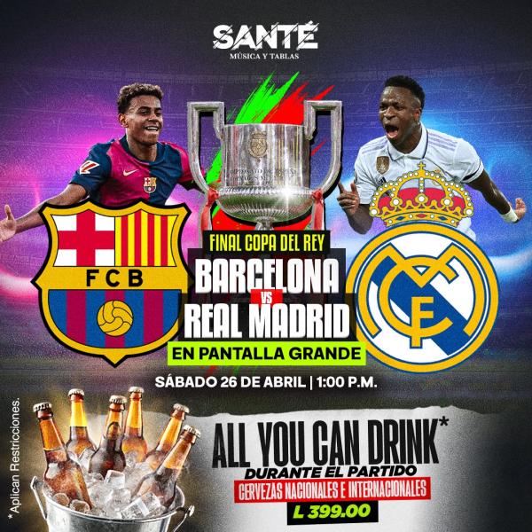 Final de la Copa del Rey Barcelona vrs Real Madrid en pantalla gigante 