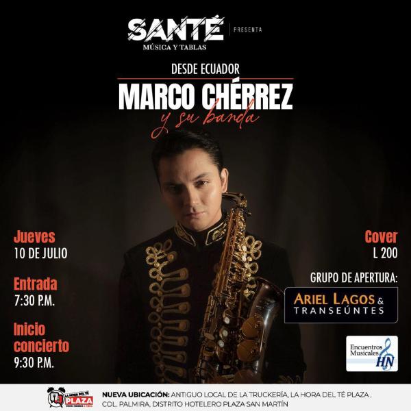 Vivamos una noche mágica con el saxofón de Marco Chérrez en Honduras